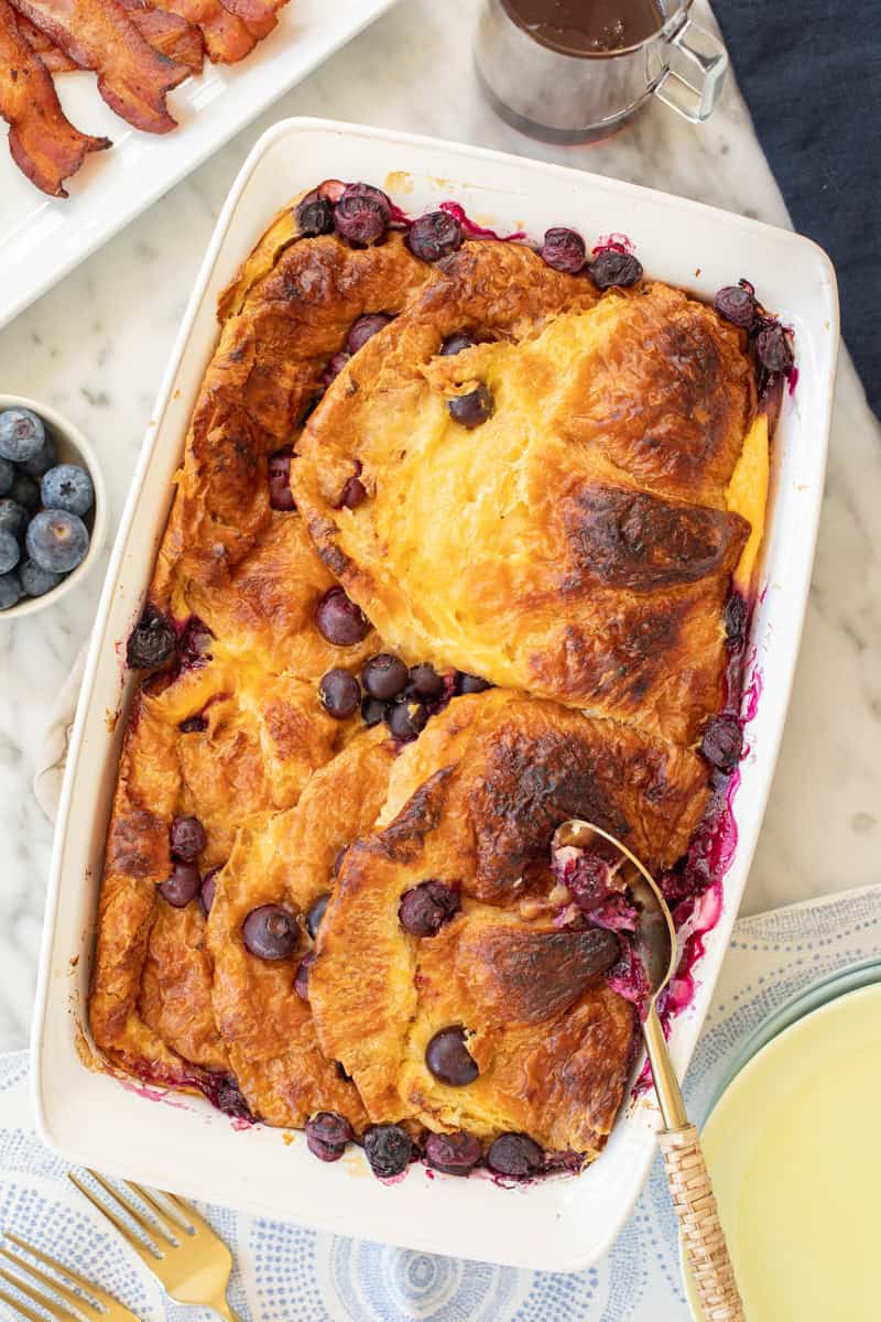 Baked lemon blueberry croissant bake.
