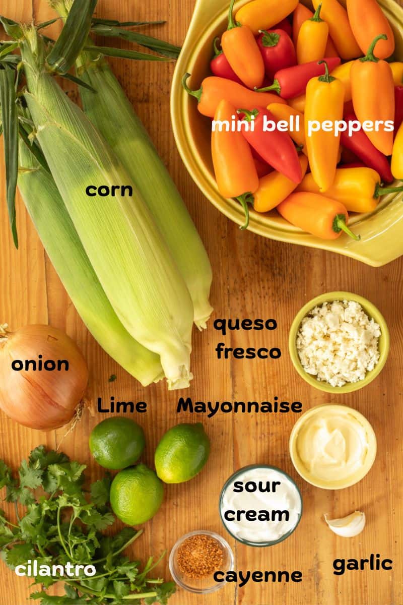 Ingredients for stuffed mini peppers.